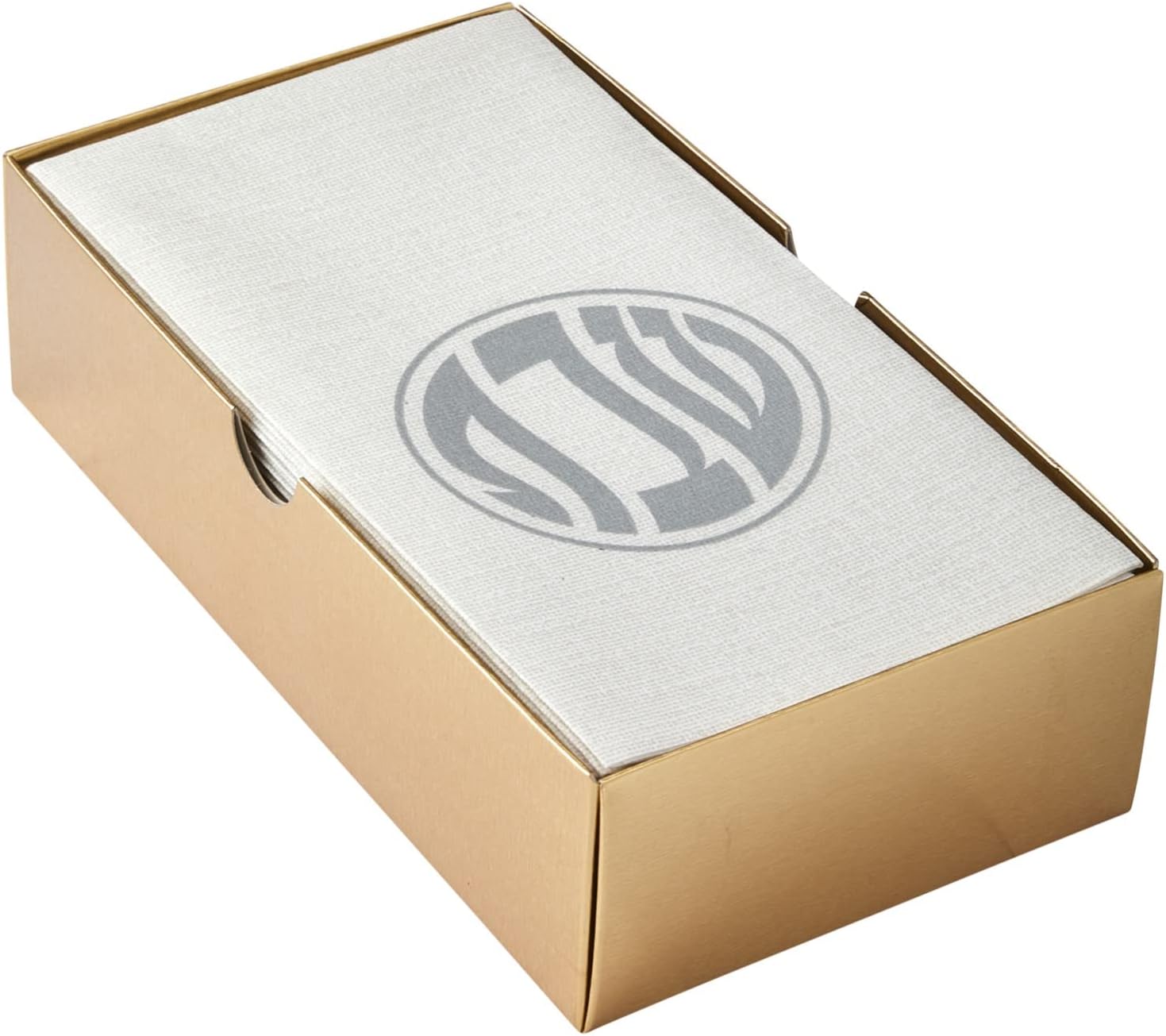 Silver Spoons LINEN FEEL – Toallas monogramadas desechables para invitados, hechas en Europa, símbolo de Shabbos, 24 piezas, para bodas y comidas de