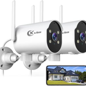 XVIM Cámara de seguridad 2K para exteriores, cámaras de seguridad WiFi IP65, resistente al agua, rotación panorámica de 225, visión nocturna a todo XVIM Cámara de seguridad 2K para exteriores, cámaras de seguridad WiFi IP65, resistente al agua, rotación panorámica de 225, visión nocturna a todo