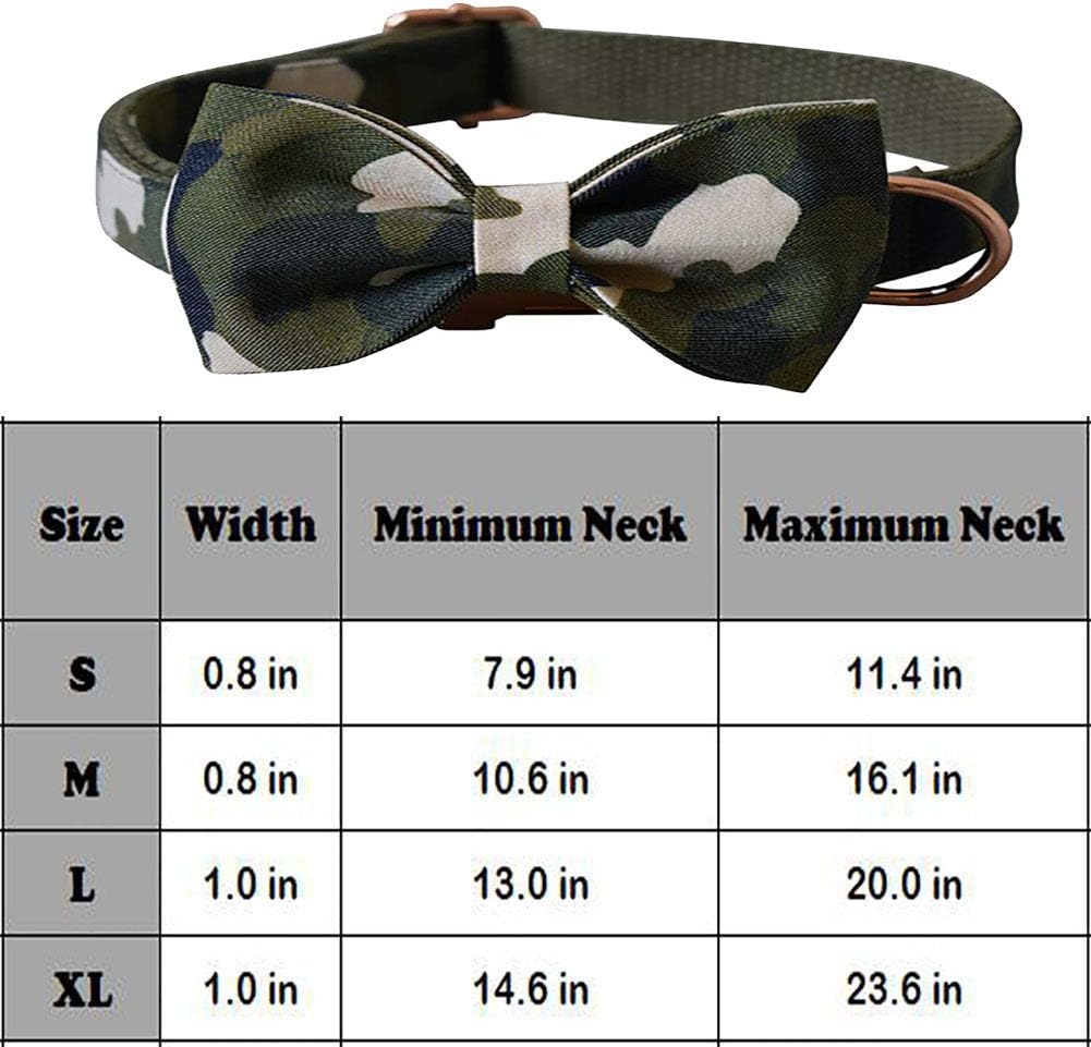 Love Dream Collar de perro con corbatín, collar de perro de camuflaje resistente con hebilla de metal de liberación rápida, collares de perro