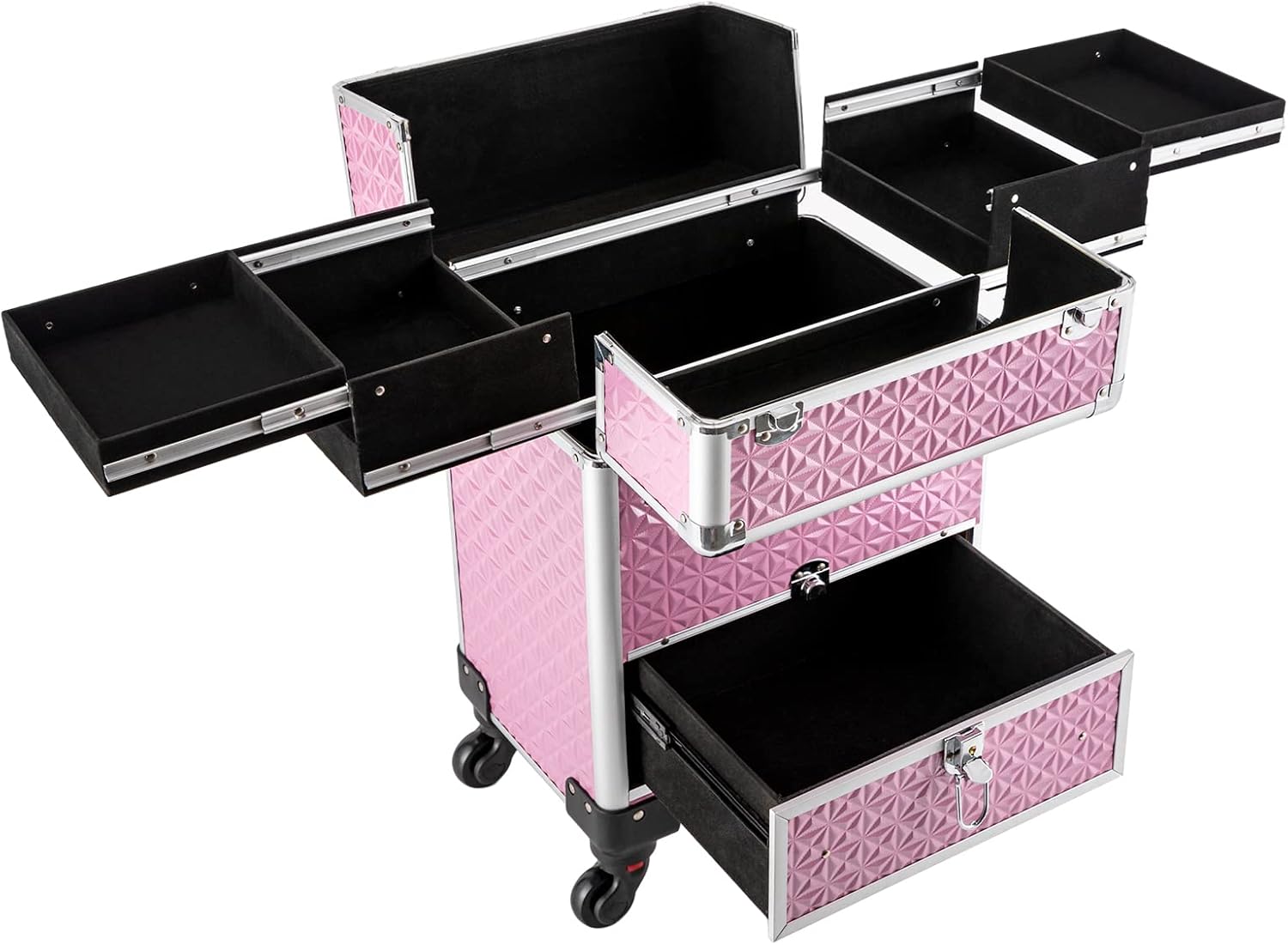 LyeXD Carro de almacenamiento cosmético rodante profesional, Rosado, Moderno