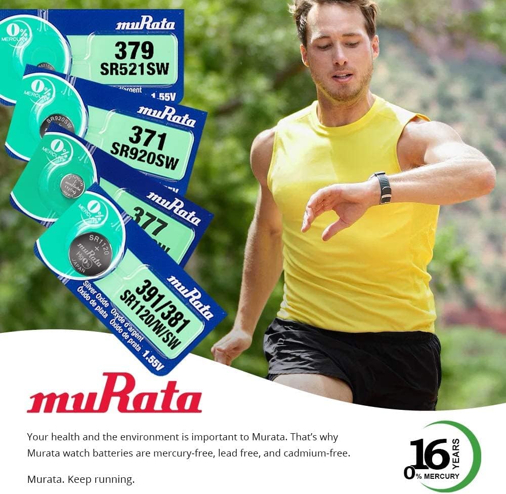 Murata 397 SR726SW Batería 1.55V Celda de botón de reloj de óxido de plata – Sustituye a Sony 397 (2 baterías)