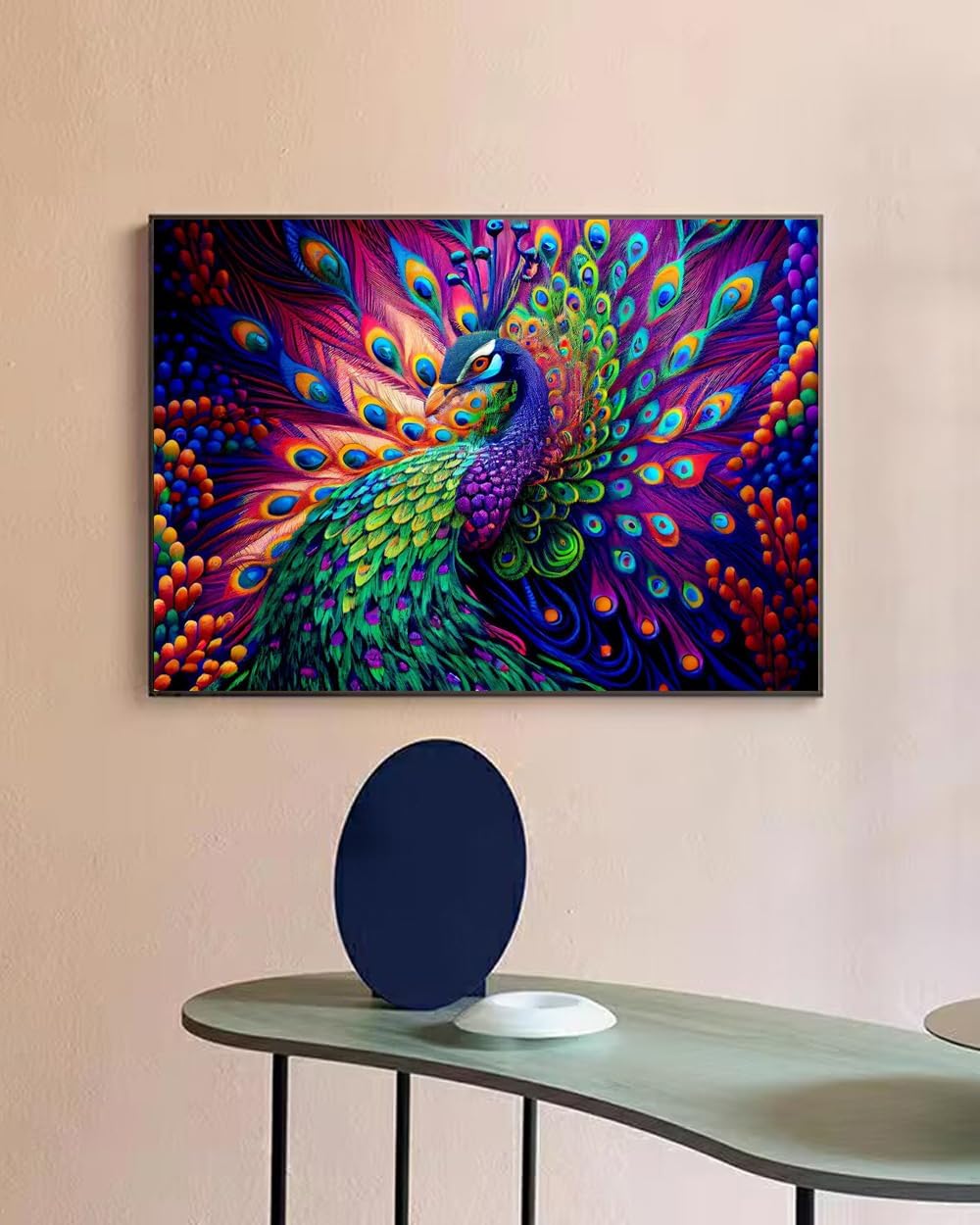 Kits de punto de cruz estampado de pavo real para adultos principiantes, arte de animales, kits de patrones de punto de cruz, dimensiones impresas,