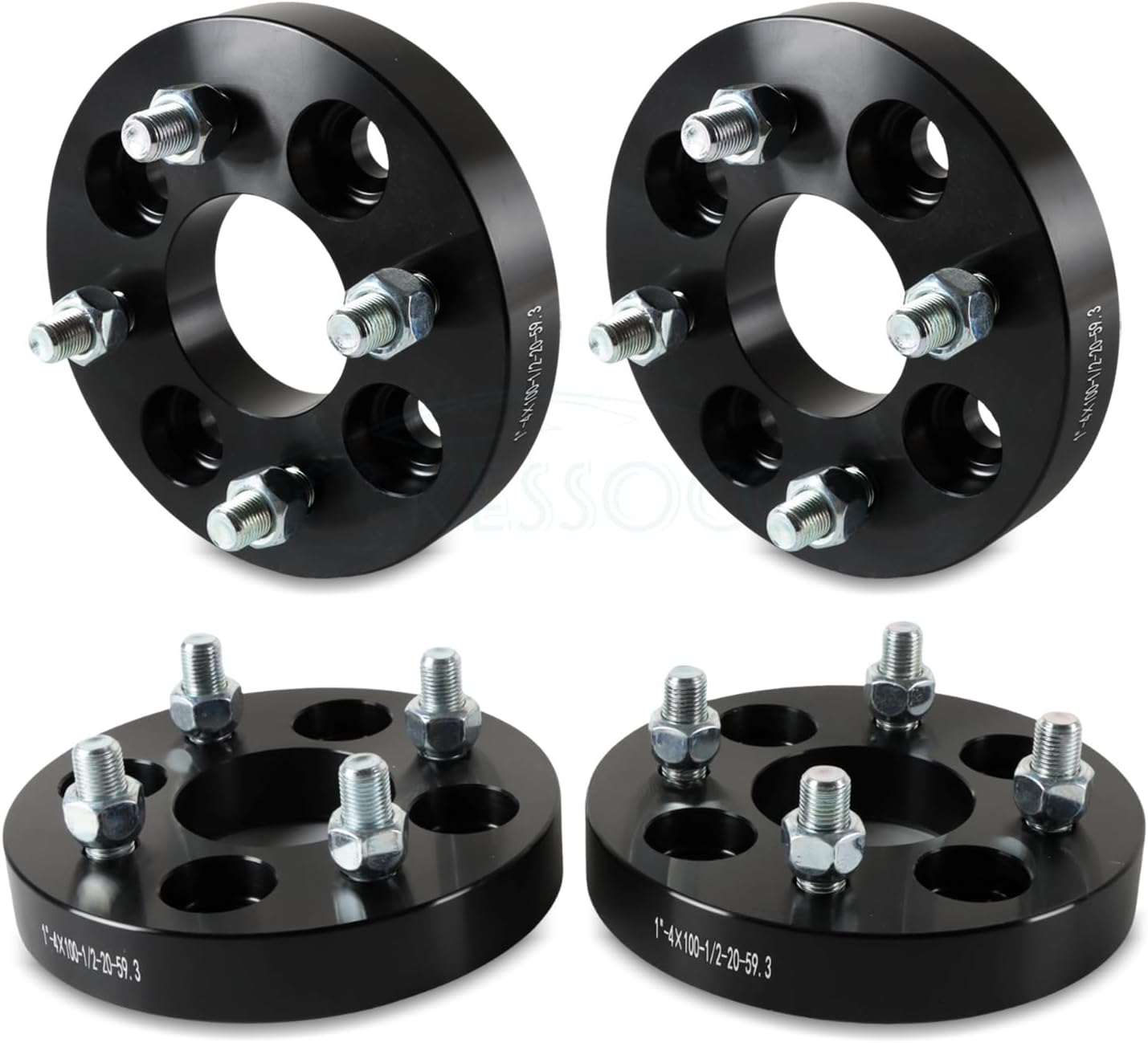Kessocco 4 espaciadores de rueda forjados de 1 pulgada y 0.157 x 3.937 in, paso de rosca de 12 x 20 orificio del buje de 2.335 in, 4 lengüetas,