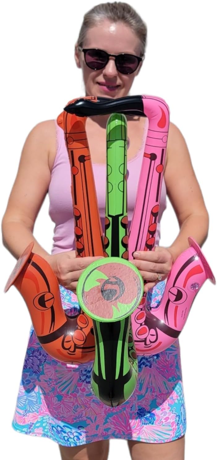 Saxofón colorido de 22 pulgadas infla (3 colores), instrumento musical inflable para juego simulado, concierto, jazz, sesión de fotos, cabina,