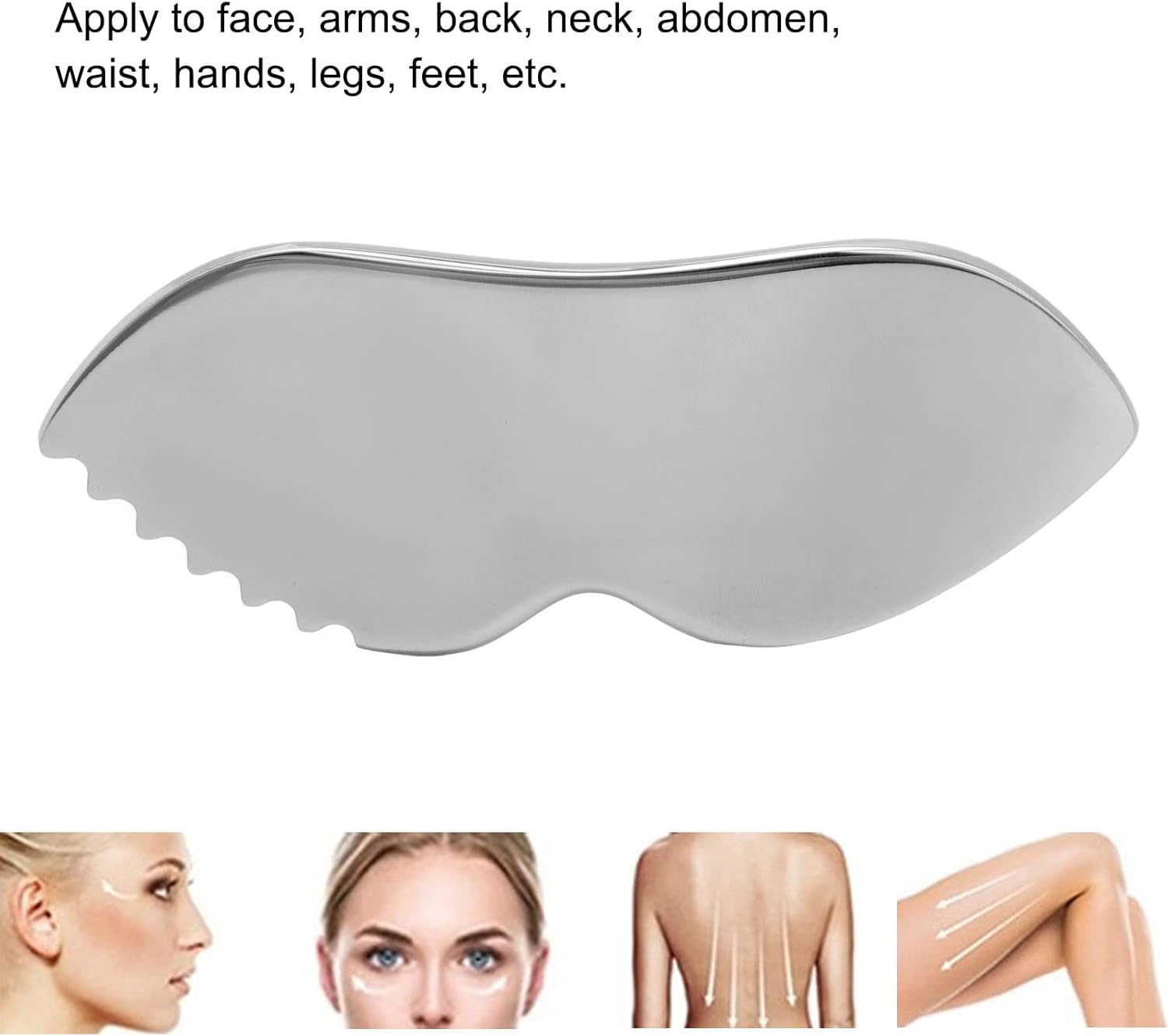 Gua Sha de acero inoxidable para el cuidado de la piel facial, herramienta de masaje raspado con dientes de peine  Masaje facial, utilizado para