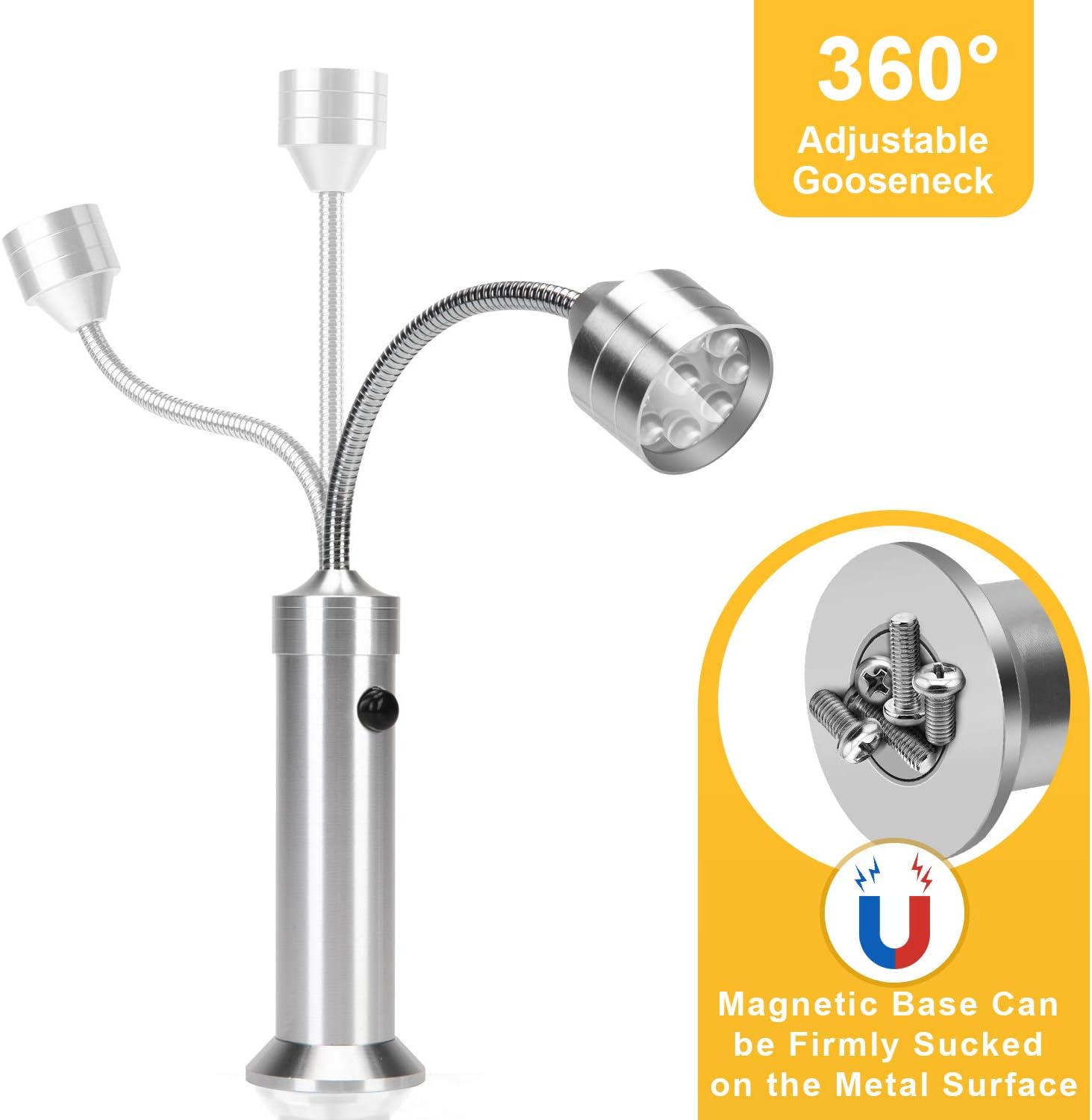 KOSIN – Luces LED para parrilla de asador con base magnética, muy brillantes, cuello de ganso flexible de 360 grados, resistente a la intemperie,