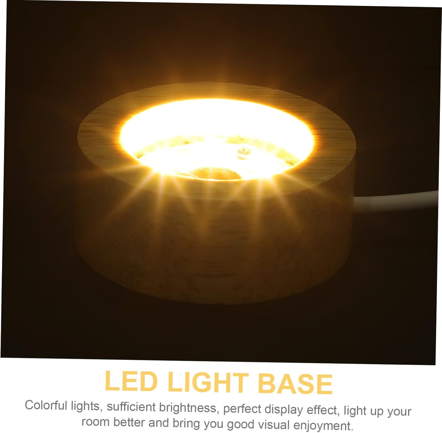 Angoily Pantalla 5 unids Crystal Ball Lámpara Soporte Soporte de Monitor de Madera Base de Luz Base LED de Madera Arte de Cristal Iluminado Bolas de
