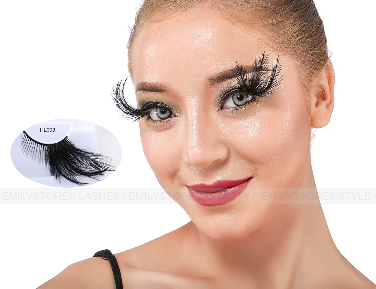 EMILYSTORES – Pestañas para disfraz de alas negras de plumas sintéticas para Halloween, pestañas dramáticas, aspecto de fiesta, 1 par