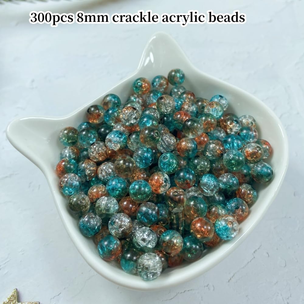 300 cuentas de acrílico agrietadas redondas de 0.315 pulgadas (0.315 in), cuentas de acrílico para hacer joyas, manualidades, pulseras, collares,