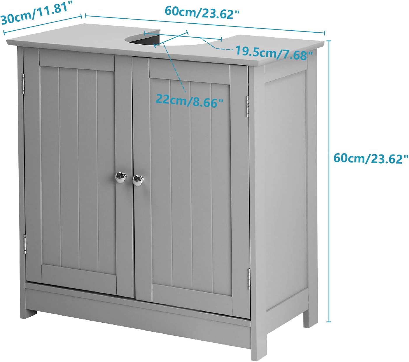Bonnlo Mueble de baño con pedestal para debajo del fregadero, con 2 puertas, organizador tradicional de ahorro de espacio, 23 58 x 11 716 x 23 58
