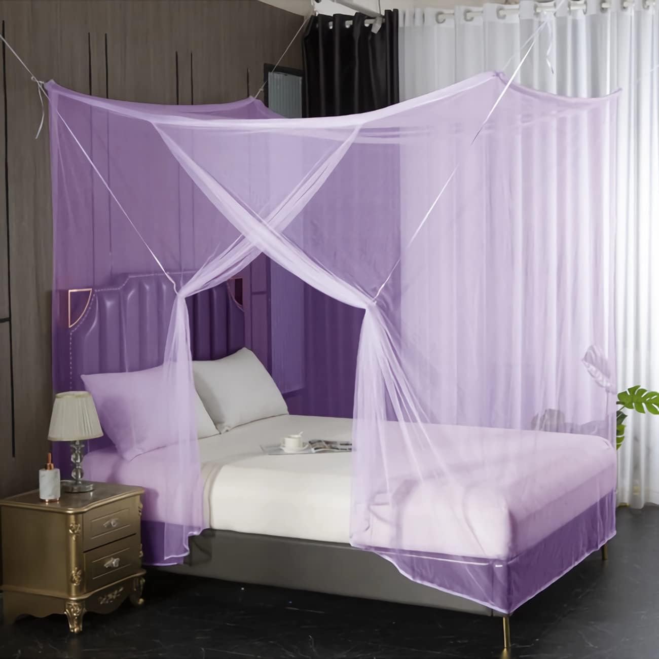 Eimilaly Cortinas de 8 esquinas para decoración de cama de niñas y niños, toldo de cama para dormitorio, cama alta, cama de 1-1.8M o campamento al