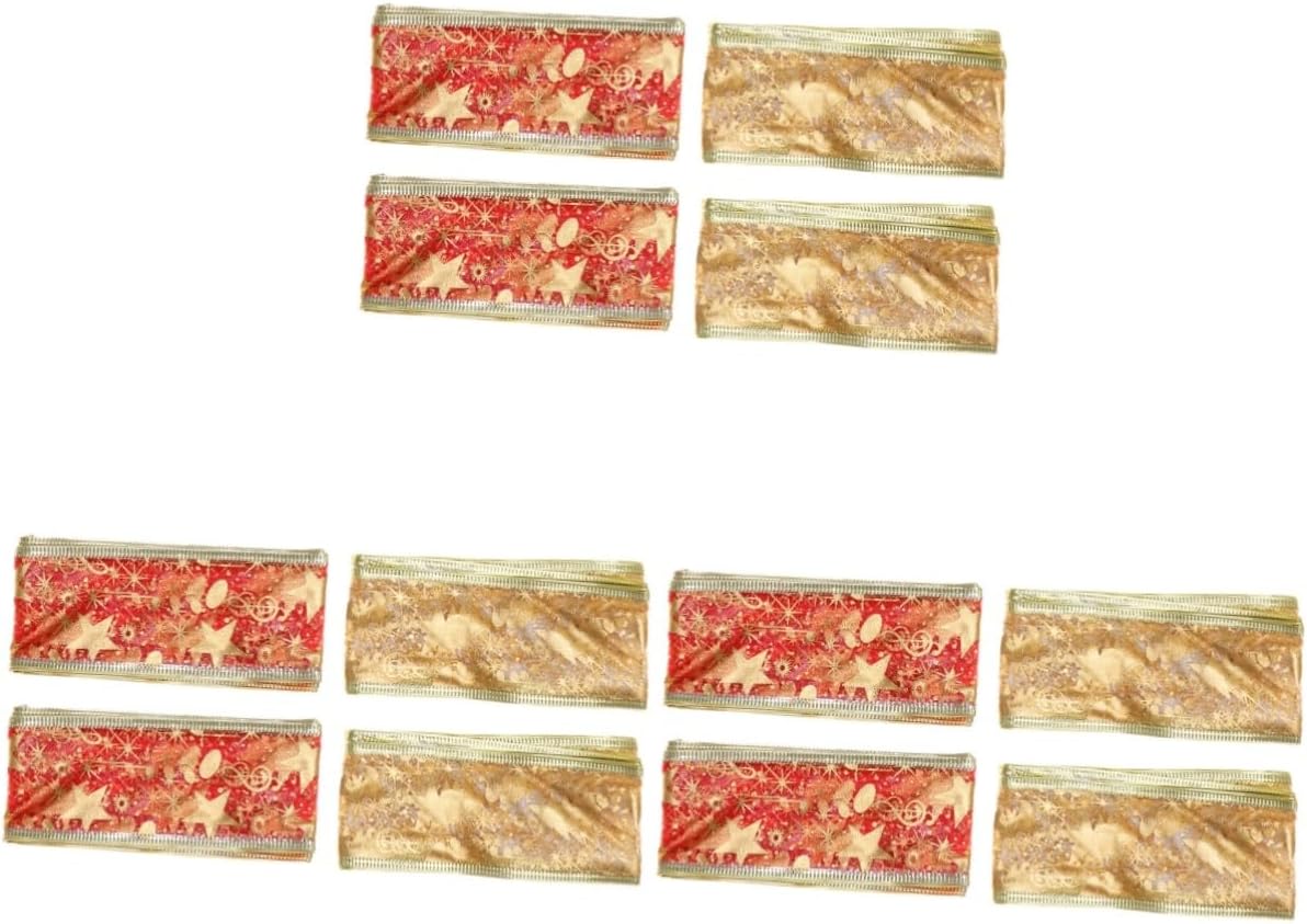 NOLITOY 12 Rolls 2 Christmas Ribbon Holiday Ribbon for Bows Christmas Grosgrain Ribbon Christmas Wrapping Ribbon Gift Bag Gold Trim Gold Decor