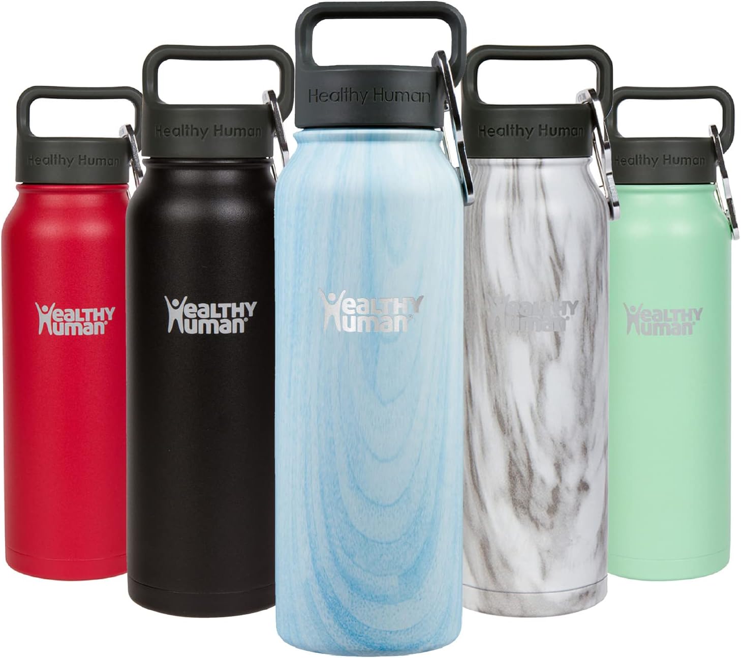 Botella de agua saludable y humana, sin BPA, para deportes, viajes, de acero inoxidable, aislada