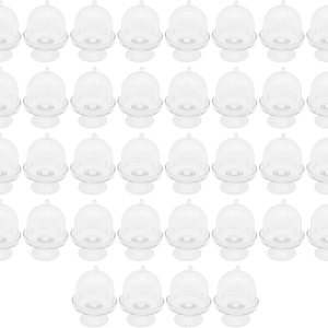 36 piezas de mini soporte para tartas con tapa, soporte de plástico para cupcakes, soporte transparente de exhibición de pasteles pequeños para 36 piezas de mini soporte para tartas con tapa, soporte de plástico para cupcakes, soporte transparente de exhibición de pasteles pequeños para