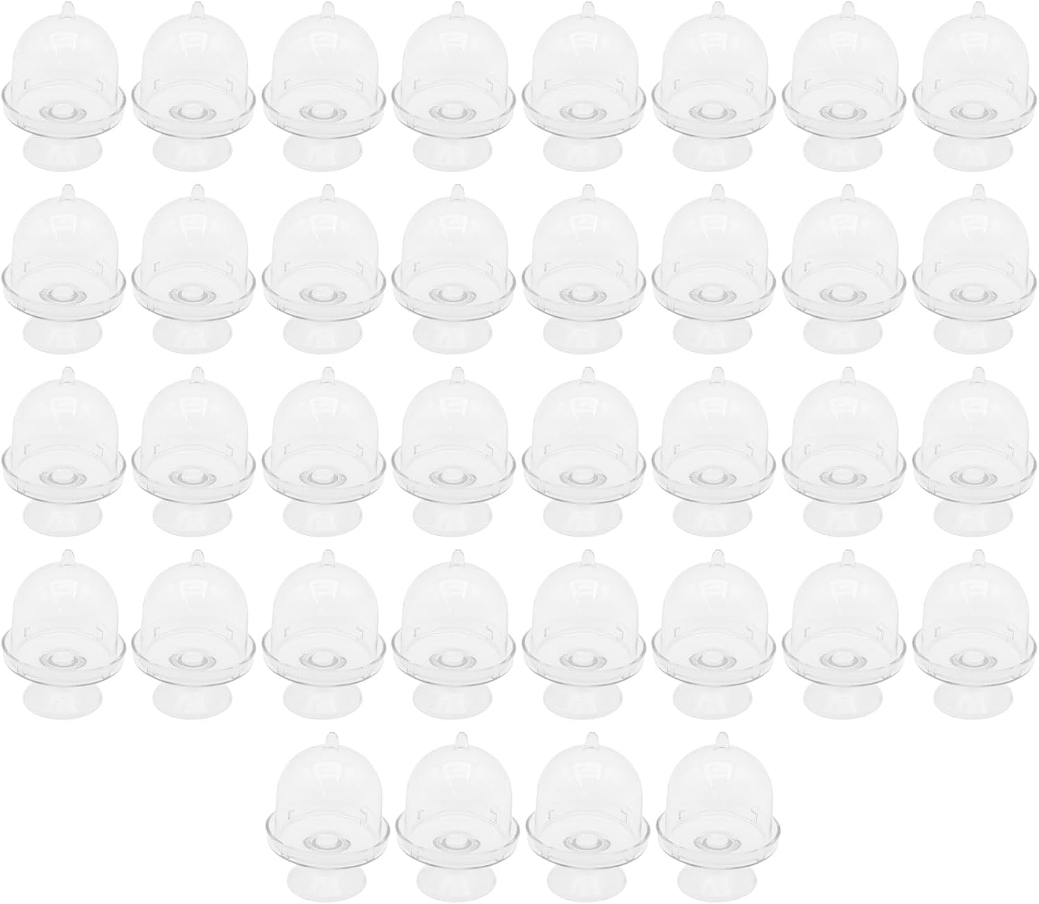 36 piezas de mini soporte para tartas con tapa, soporte de plástico para cupcakes, soporte transparente de exhibición de pasteles pequeños para