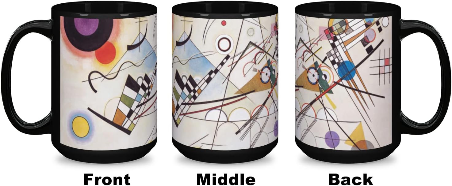 Kandinsky Composition 8 – Taza de café (15 onzas), color negro