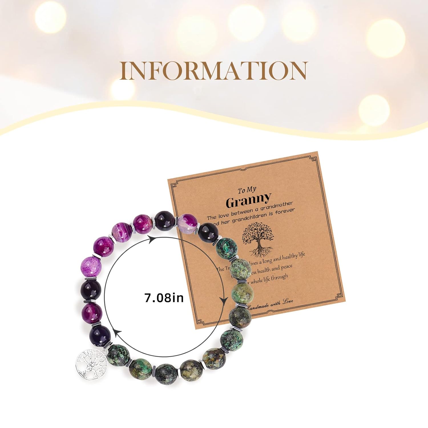 Mothers Day Gifts for Nana Gifts for GrandmaNana, Tree of life Natural Stone Bracelet for womenGrandma Birthday Gifts Nana Gifts