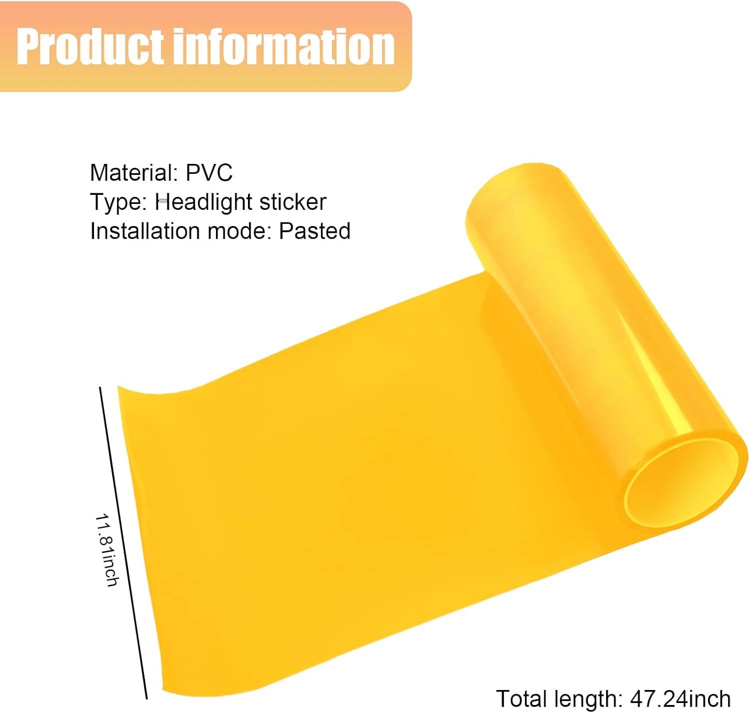 1 calcomanía de modificación de color para foco de automóvil, película de PVC de fibra de carbono de 11.8 x 47.2 pulgadas, accesorios universales