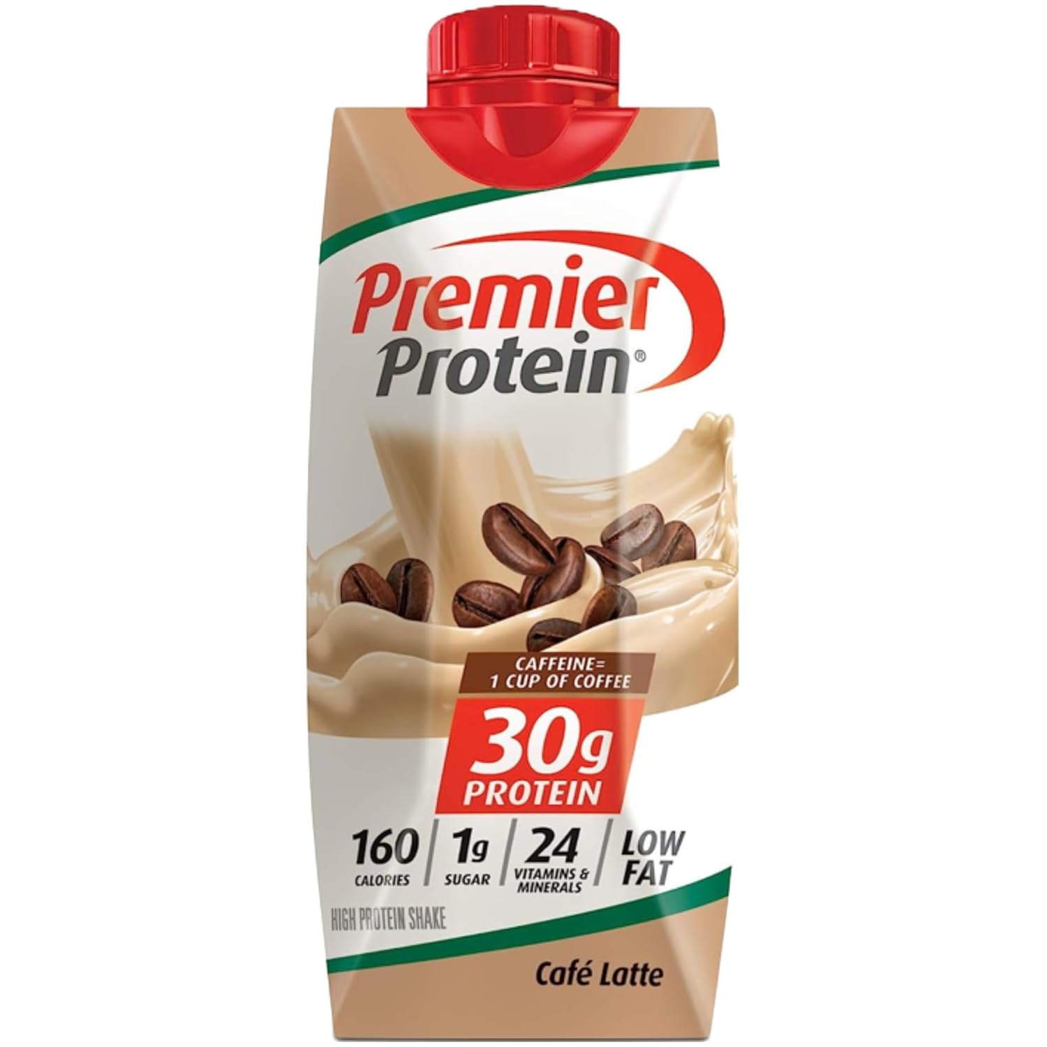 Protein Shakes  Paquete múltiple Premier de sabor Café Latte  1.06 oz de proteína, 0.04 oz de azúcar, 24 vitaminas y minerales, nutrientes para