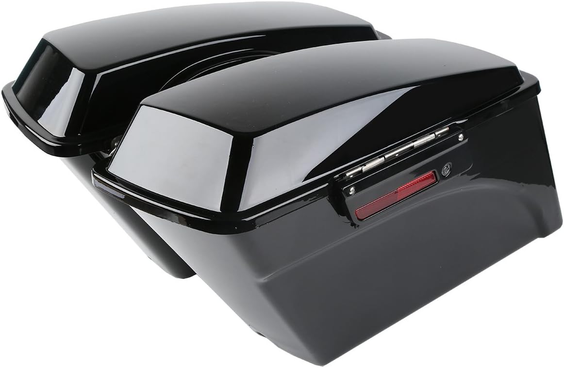 TCMT Alforjas rígidas negras con pestillos y forros para alfombra Harley CVO Road Glide Road King Street Glide Electra Glide Ultra Classic FLHR FLTR