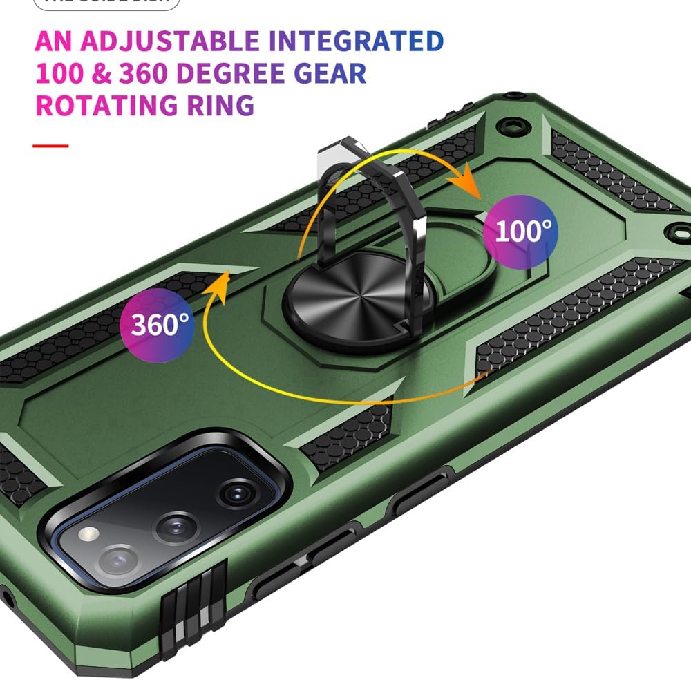 Funda para Samsung Galaxy S20 FE, Samsung S20 FE con protector de pantalla HD, grado militar de 16 pies probada en caídas anillo a prueba de golpes