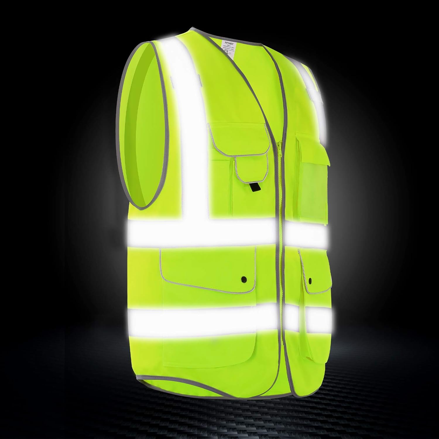 Chaleco de seguridad reflectante con múltiples bolsillos para mujeres y hombres, chaleco de alta visibilidad para trabajadores de construcción