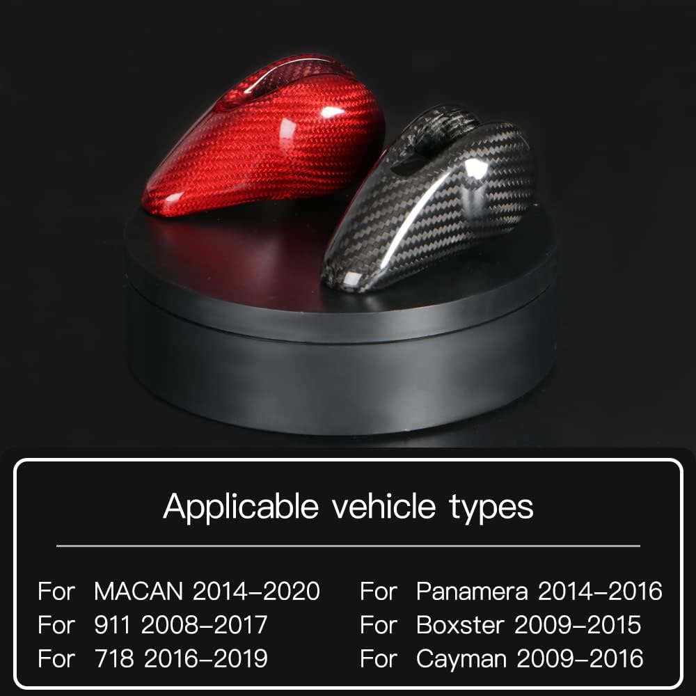 JSWAN Cubierta de fibra de carbono para la palanca de cambios de Macan 718 911 Panamera Cayman Boxster, cubierta de la perilla de la palanca de