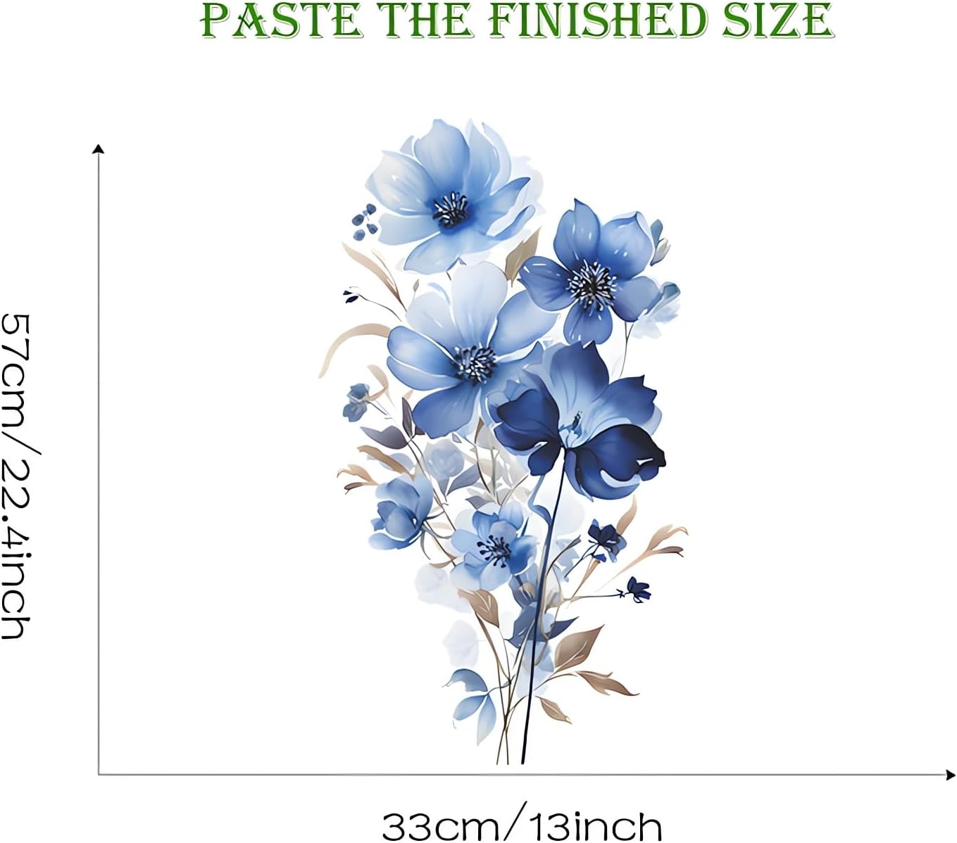 Calcomanías de pared con diseño de margaritas y peonías de sirena azul, calcomanías de pared de arte floral de rosas de acuarela de sacinora