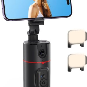 Trípode de seguimiento facial automático con luces de llenado, no requiere aplicación, soporte de cámara de teléfono con rotación de 360 con control Trípode de seguimiento facial automático con luces de llenado, no requiere aplicación, soporte de cámara de teléfono con rotación de 360 con control