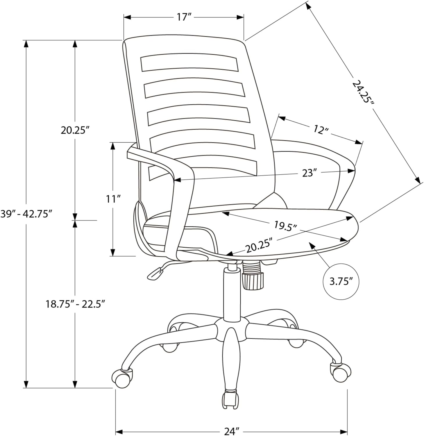 Monarch Specialties I Silla de oficina, color blanco