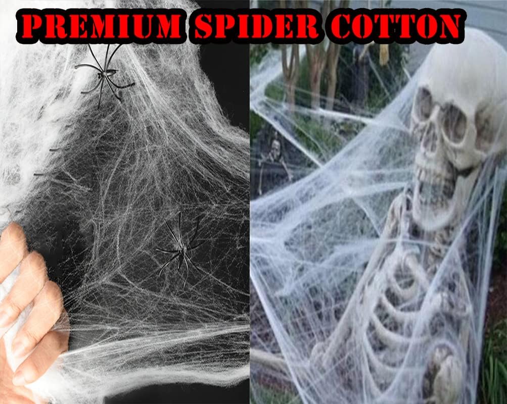 AOGU Telaraña de Halloween de 200 pulgadas + decoración de araña gigante de 78 pulgadas, araña falsa con tela de araña enorme triangular para