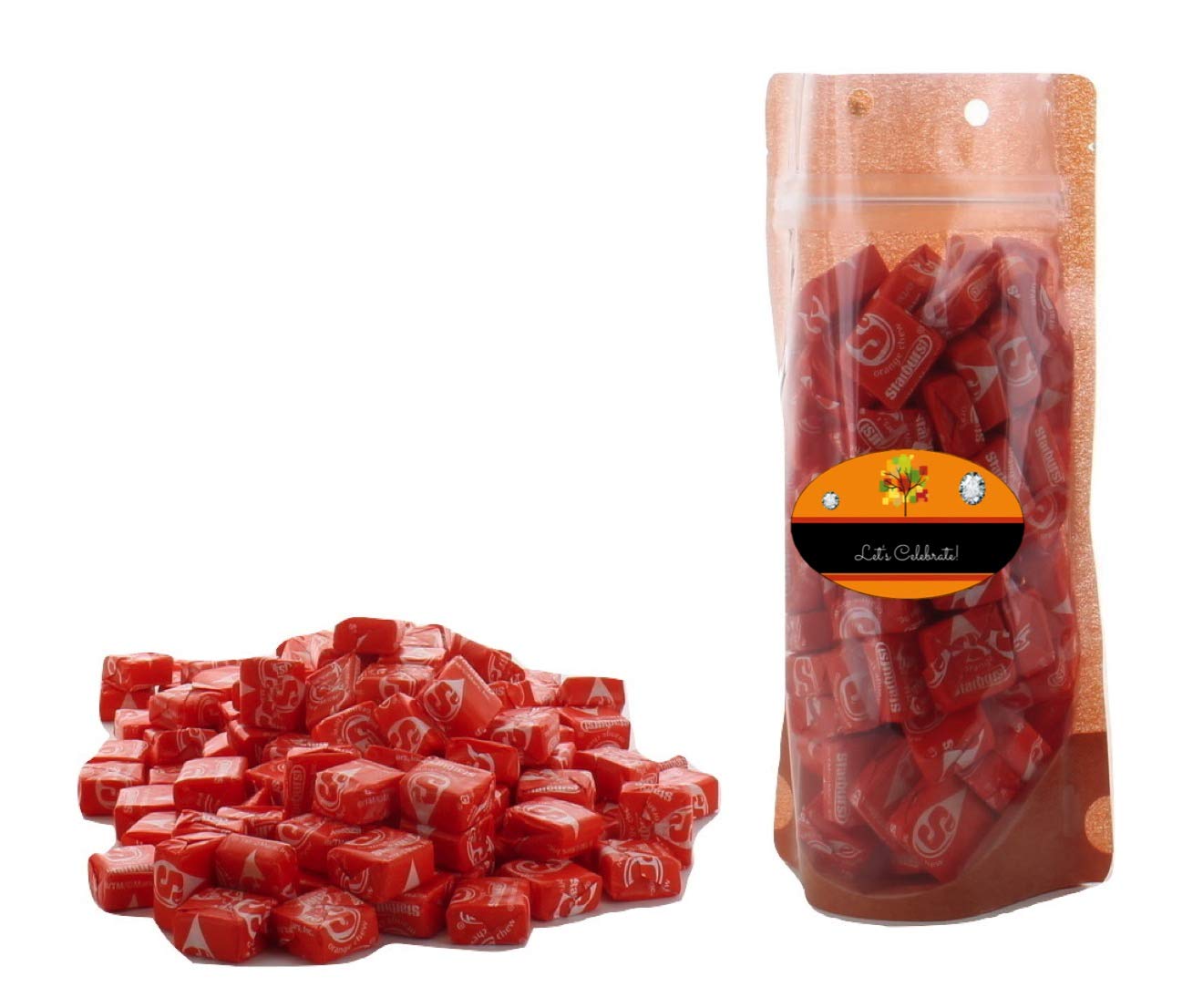 Orange Starburst – Masticables de frutas envueltos individualmente, 1 libra completa, caramelo masticable con sabor a cítricos, ideas de regalo