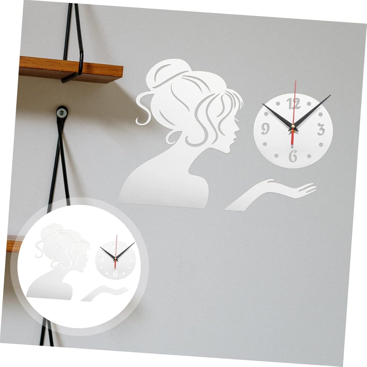 IMIKEYA 2pcs Girls Mirror Wall Clock Black Wall Clock Modern Wall Decor Home Wall Decor Farmhouse Wall Clock Modern Wall Clock Reloj De Pared
