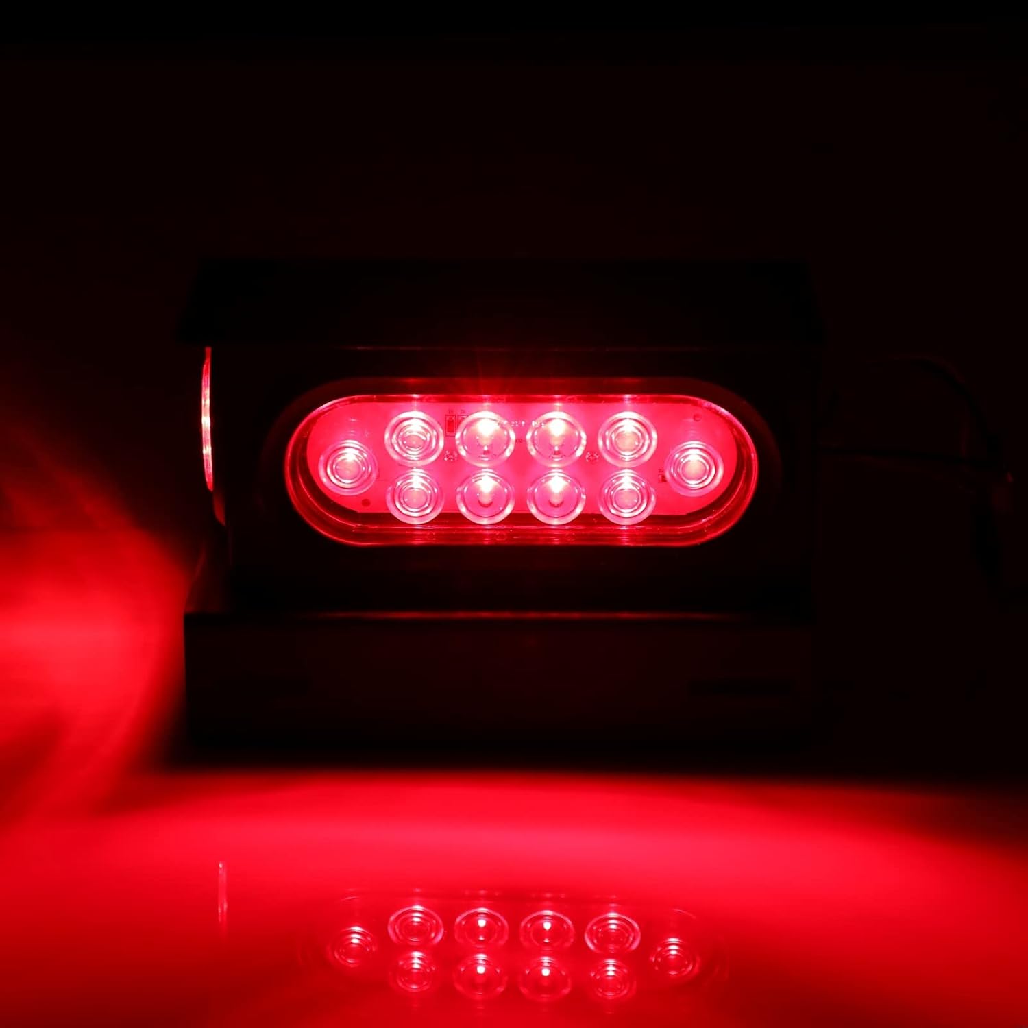 Juego de 2 cajas de luces traseras para remolque, 6 pulgadas, ovaladas, color rojo, luces LED para remolque, luz de freno y giro, luces de marcador