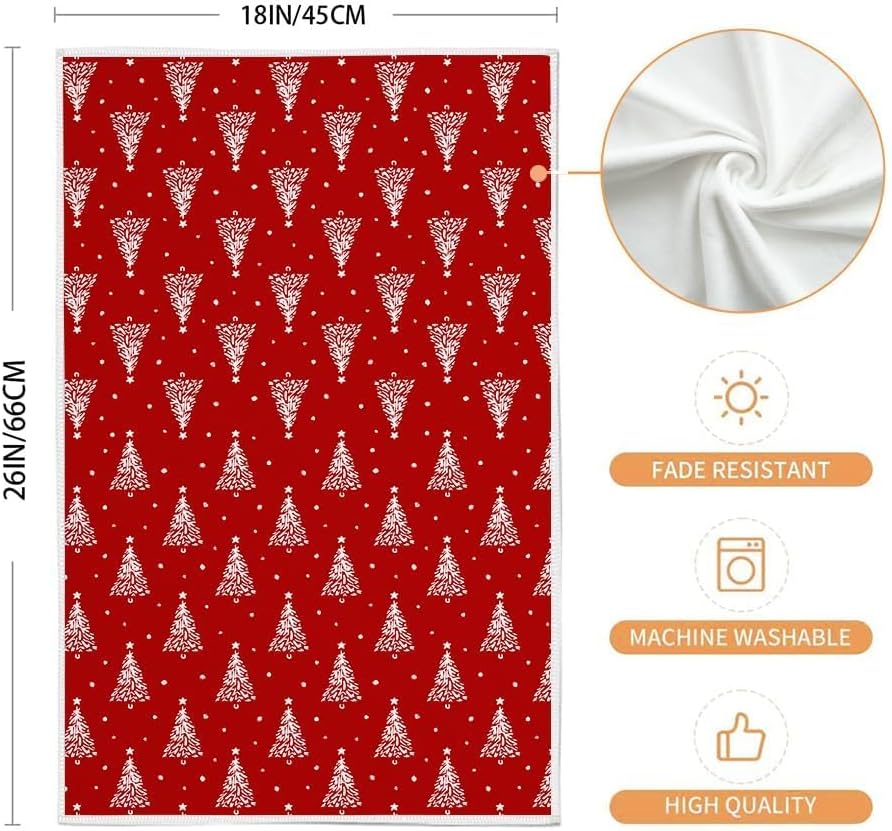 ARKENY Hoilday AD102 – Juego de 2 paños de cocina de árbol de Navidad rojo de 18 x 26 pulgadas, decoración del hogar de granja Hoilday
