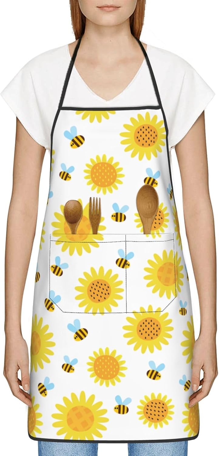 PAILON Hermosos delantales de cocina de delfines para mujeres con bolsillos, delantal divertido delantal para mujer, lindo delantal para barbacoa,