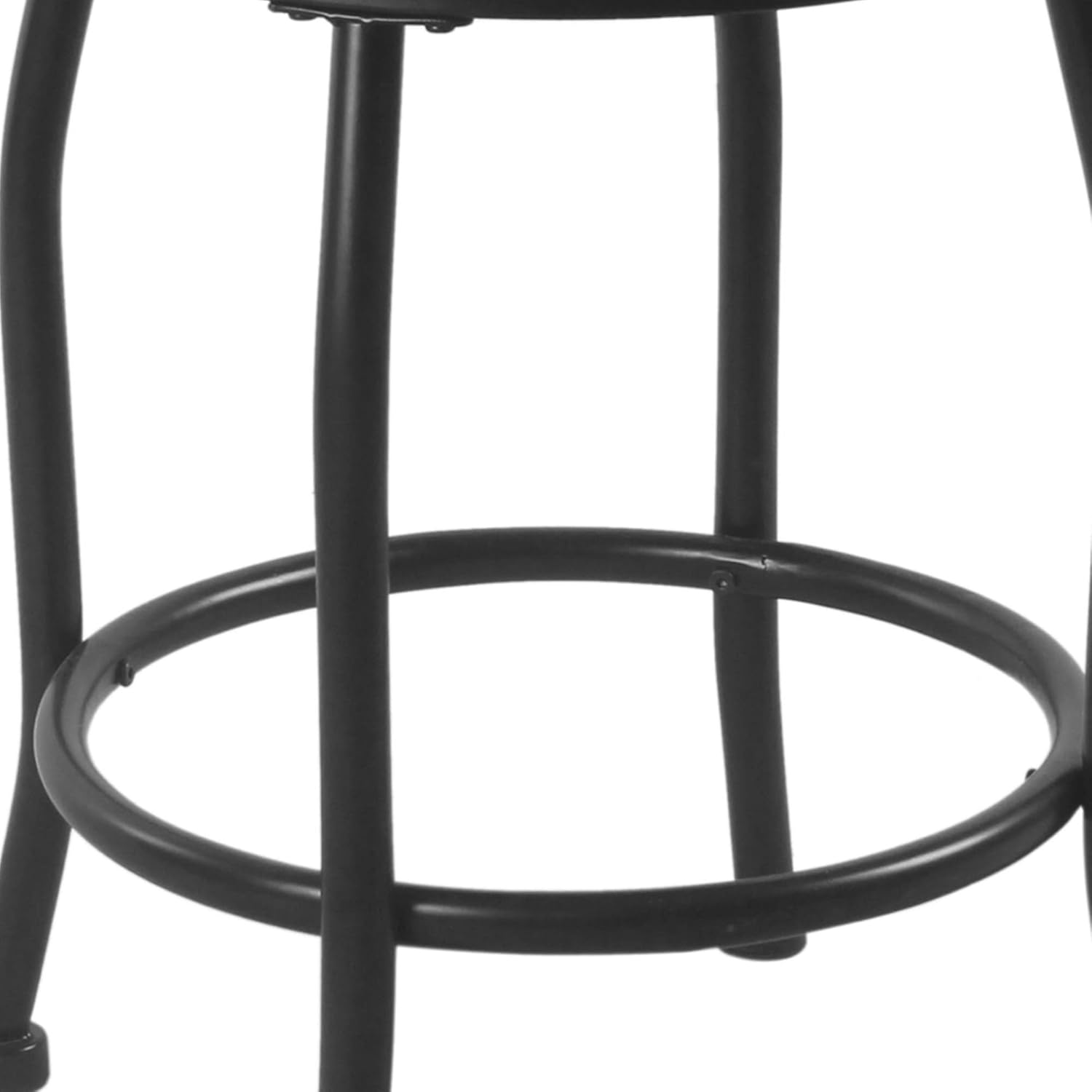 Benjara Taburete de metal con asiento acolchado de tela giratoria, gris y negro