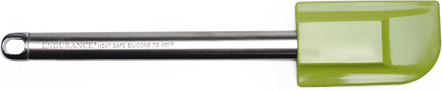 RSVP International Endurance Kitchen Tool Collection – Espátula de silicona, mango de acero inoxidable, 10.25 x 2 pulgadas, verde