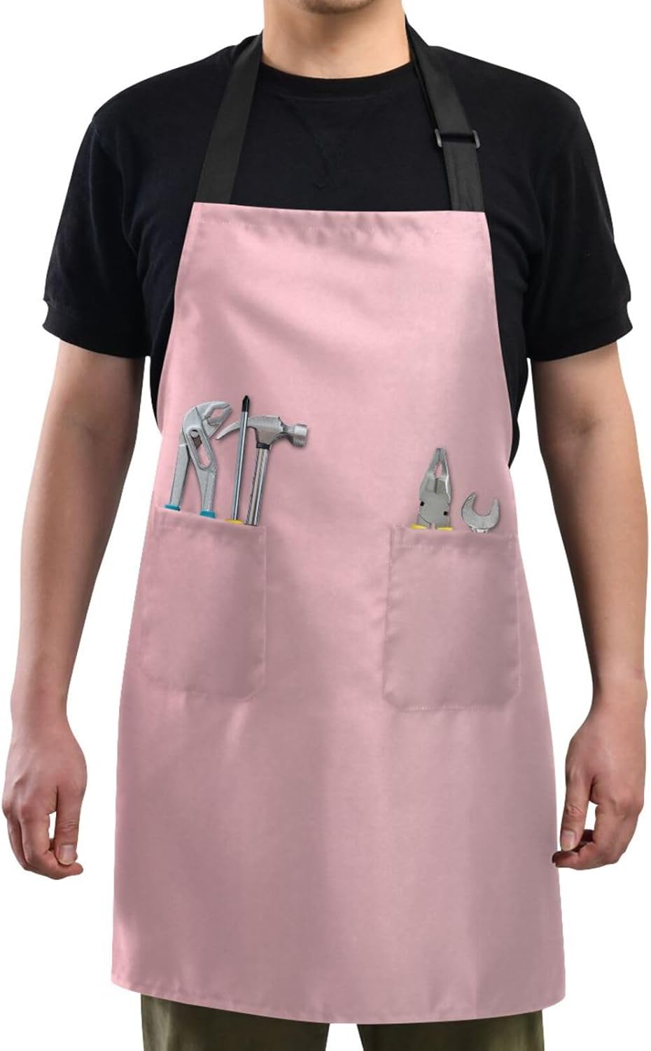RPLIFE Delantales redondos impermeables para mujeres, delantales para hombre para asar a la parrilla, delantales de cocina para hombres con