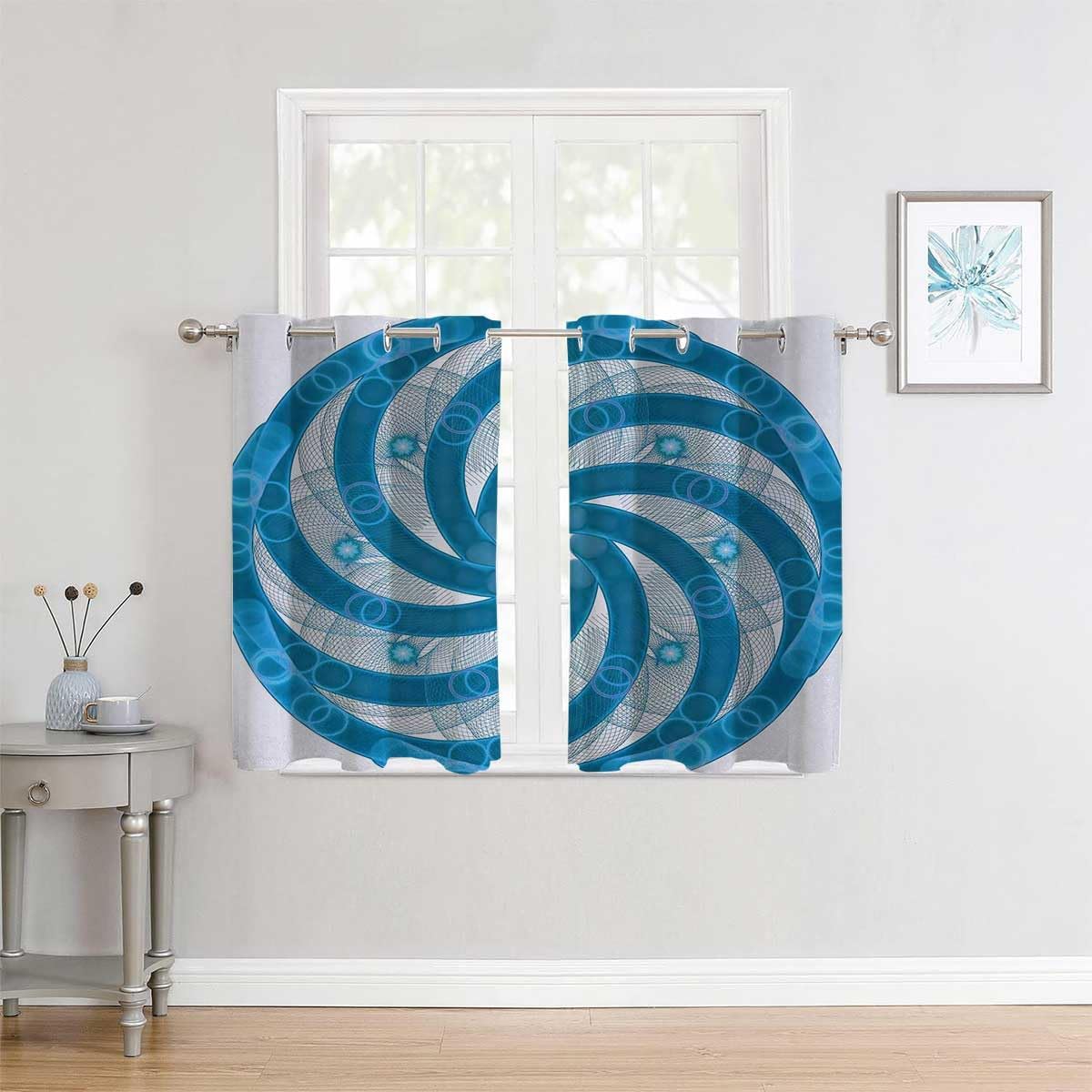 Cortina Blackout para Habitacion Spires Grommet Short Slider Curtains for Sliding Glass Doors Garage Curtain 55Inch Width by 45Inch Length,2 Panels