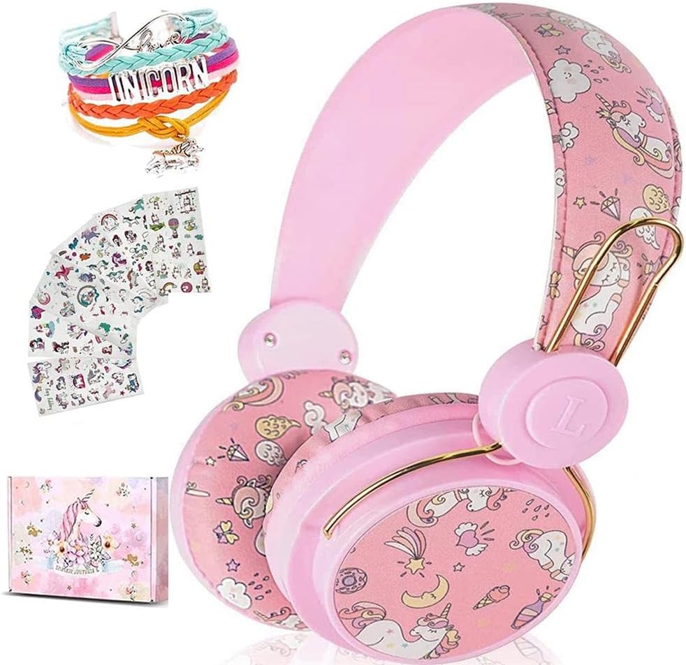SVYHUOK Unicorn Kids – Auriculares Bluetooth para niñas, auriculares inalámbricos con micrófono para adolescentes, volumen seguro, limitado, 85 db,