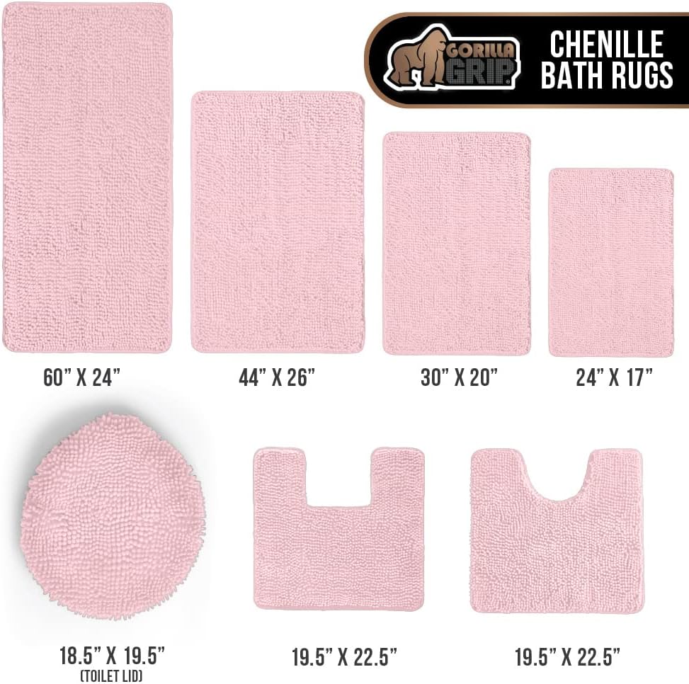 Gorilla Grip – Alfombra de baño de lujo, de felpa, extra suave, duradera y absorbente, lavado y secado a máquina, perfecta para una sola alfombra