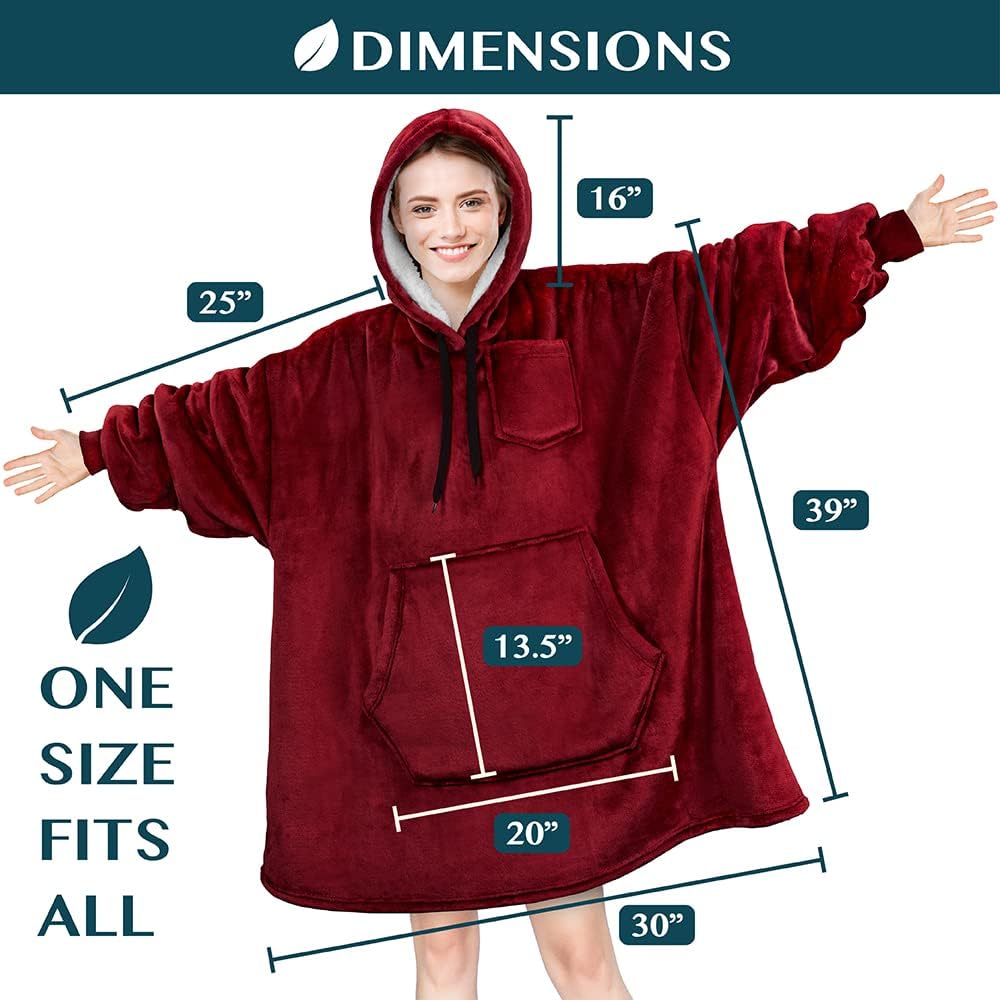 PAVILIA Manta con capucha para mujer, manta Sherpa para hombre, acogedora manta de gran tamaño, sudadera con capucha