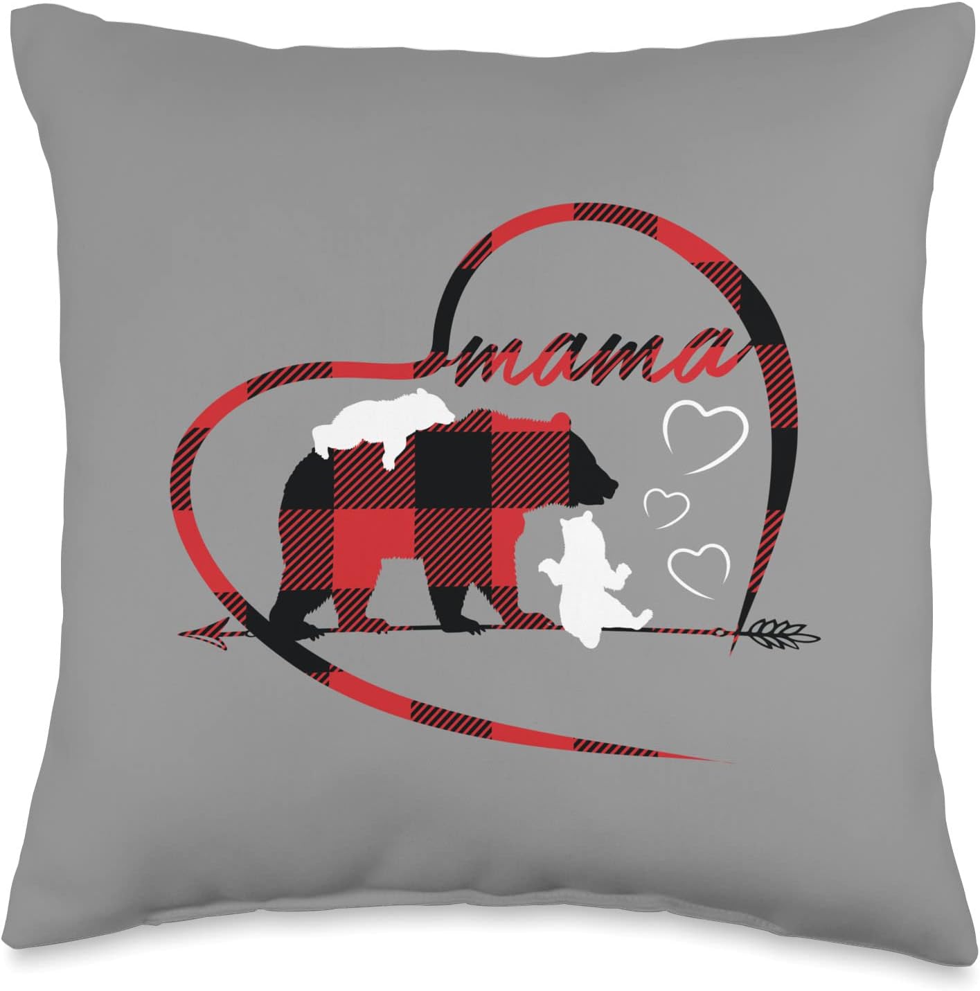 Mama Bear Gifts by Jeremiah James Co Mama Bear – Almohada de 2 cachorros para mamá, mujer, diseño de búfalo rojo, 16 x 16 pulgadas, multicolor