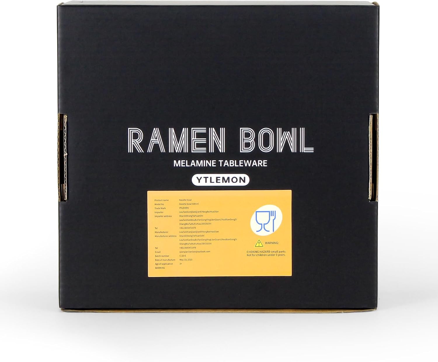 Juego de cuencos de plástico para ramen, 2 juegos de 20 onzas de doble cara a juego con palillos y cucharas para cereales de ensalada, vajilla