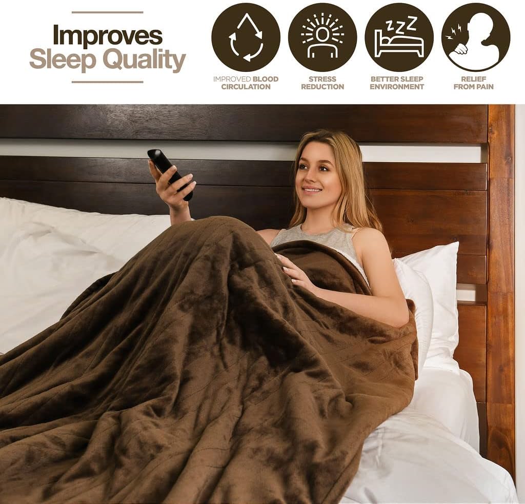 Medical king Manta térmica, lavable a máquina, extremadamente suave y cómoda, manta eléctrica, calentamiento rápido con controlador de mano, 10