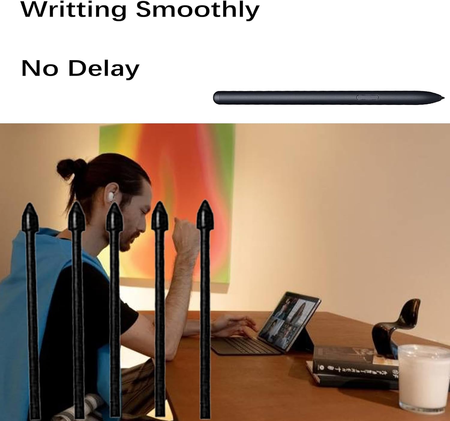 Paquete de 5 puntas negras de repuesto para bolígrafo Tab S7S7+ S compatibles con Samsung Galaxy Tab S7S7 Plus S Pen Tips de repuesto + 1 pinza