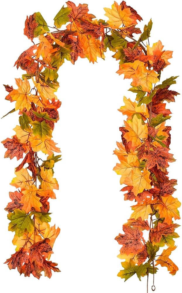 Guirnalda de hojas de arce de otoño, guirnalda de plantas de folia, hoja de arce e guirnalda de hojas de arce de otoño para boda, fiesta, hogar