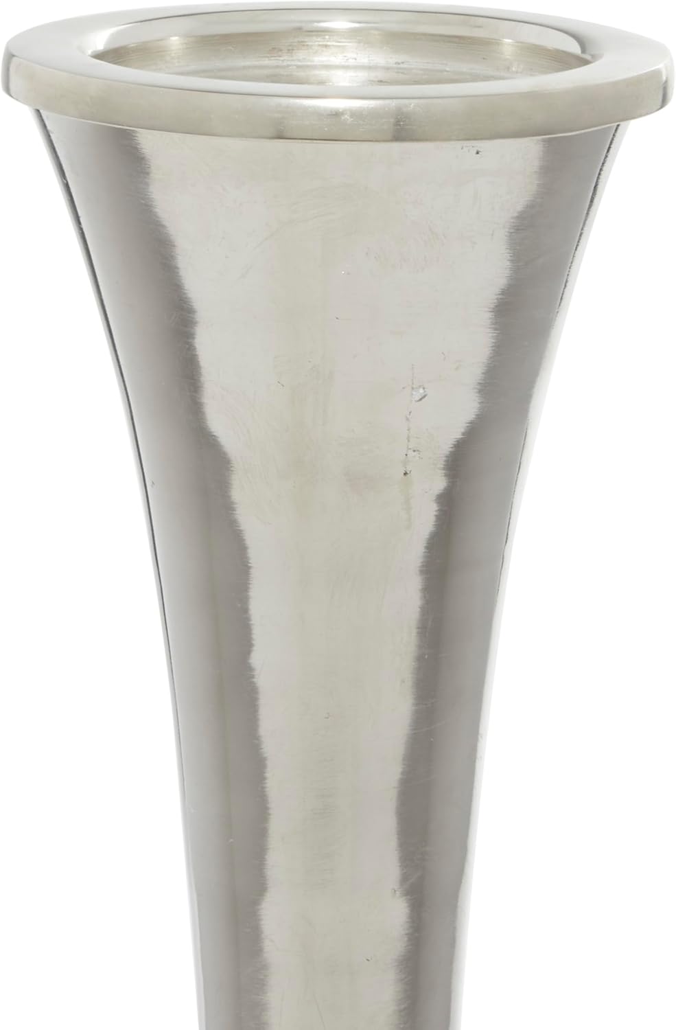 Deco 79 Moderno portavelas sólido de aluminio, juego de 3 12 pulgadas, 15 pulgadas, 18 “H, plateado