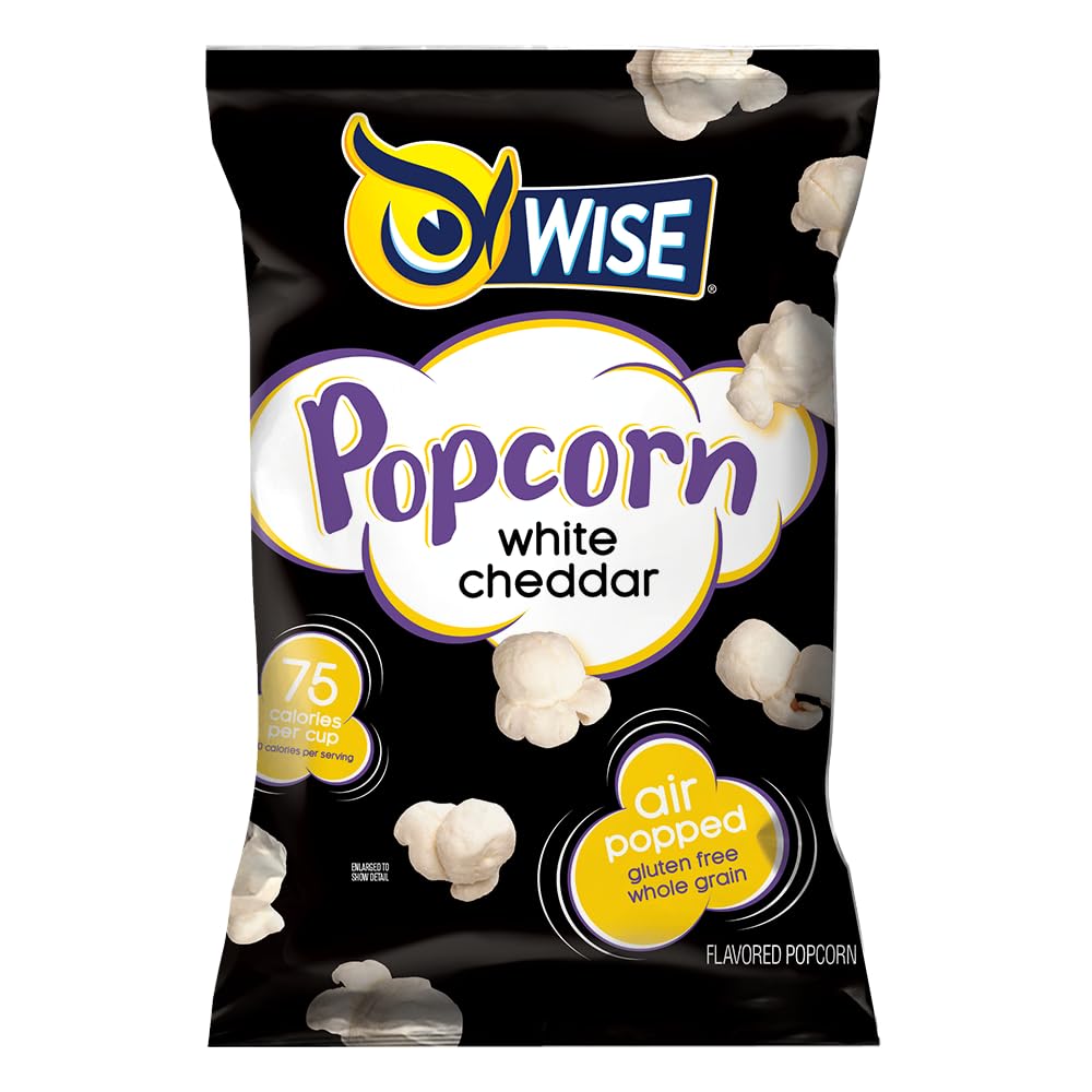 Wise Snacks – Palomitas de maíz cheddar blanco, 0.625 onzas (42 unidades), bolsas de tamaño individual para aperitivos, aperitivos saludables de